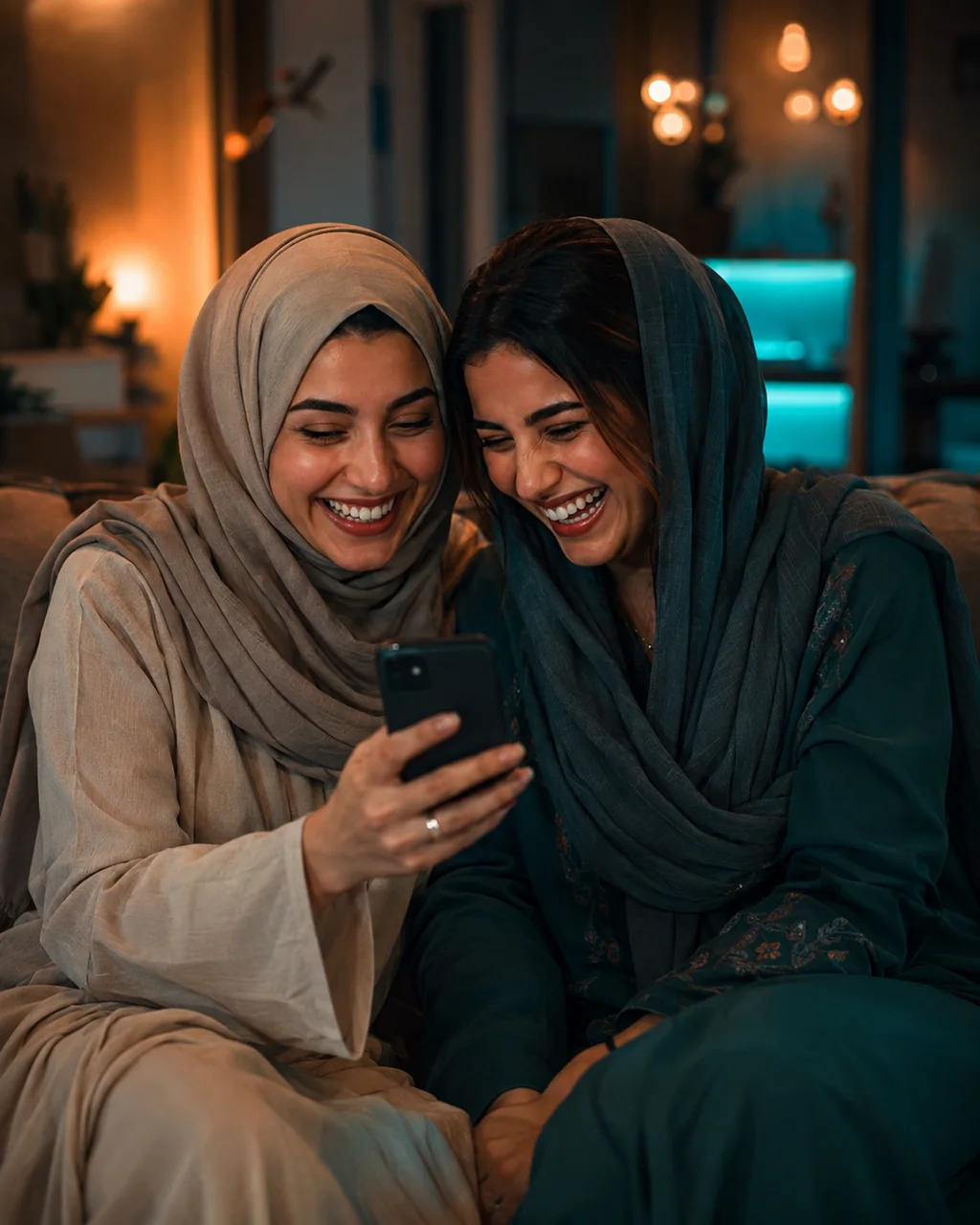 صديقتان تتابعان بثّاً